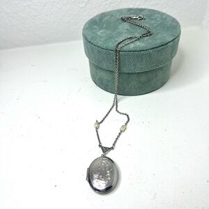 Avon Silver Oval Pendant Necklace